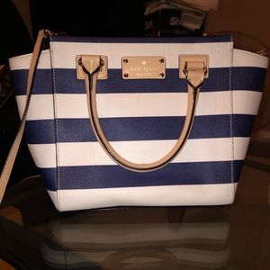 Blue and white stripped Kate Spade purse